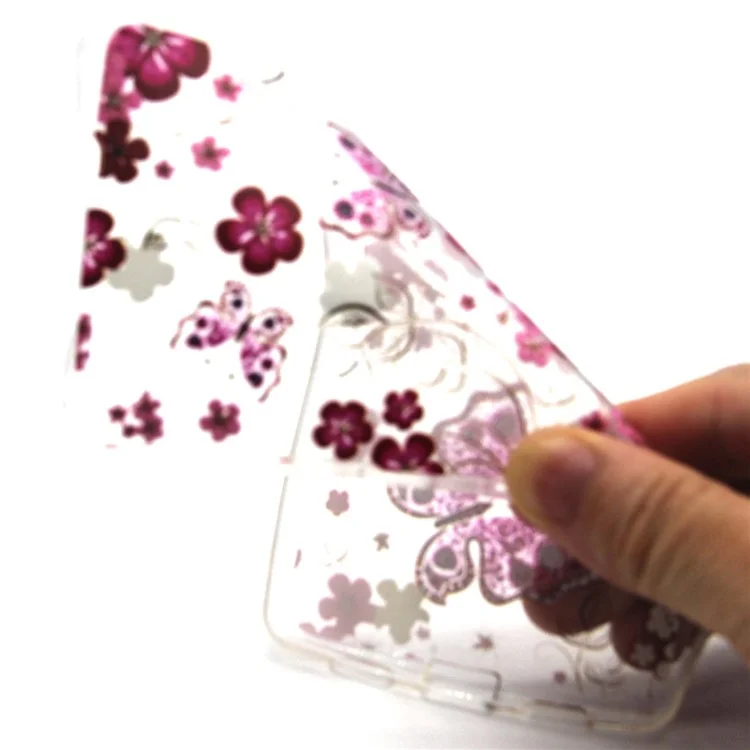 Embossed TPU Gel Shell for Huawei Ascend P8 Lite - Butterfly and Flower