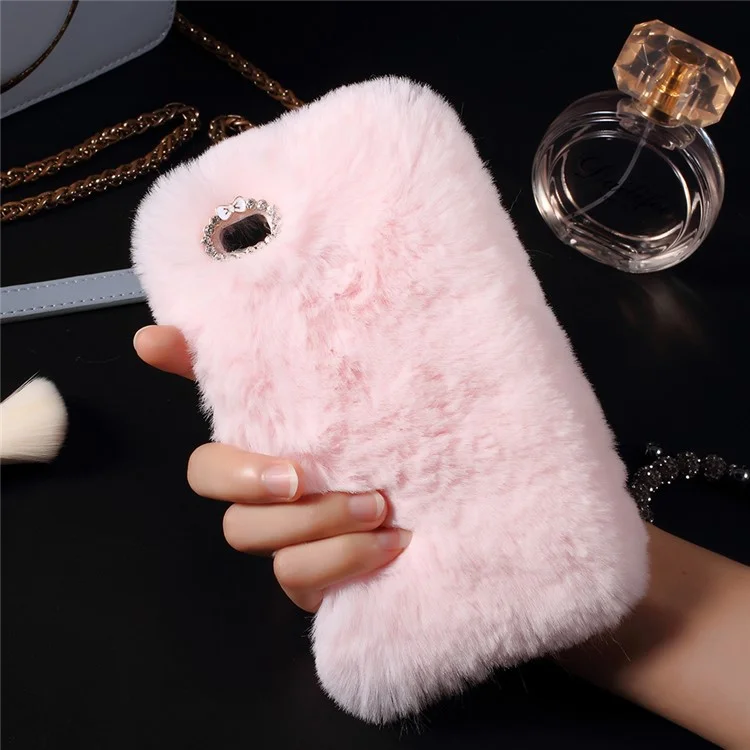 Soft Fur Coated Rhinestone TPU Cover for Huawei P9 Lite/G9 Lite - Pink