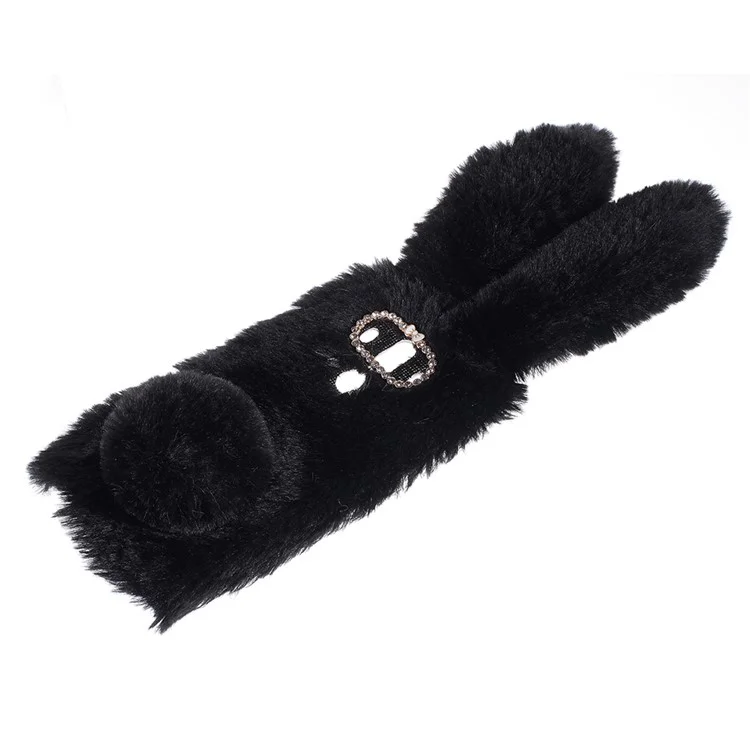 Rabbit Shape Fluffy Fur Coated Rhinestone TPU Case for Huawei Mate 10 Pro - Black