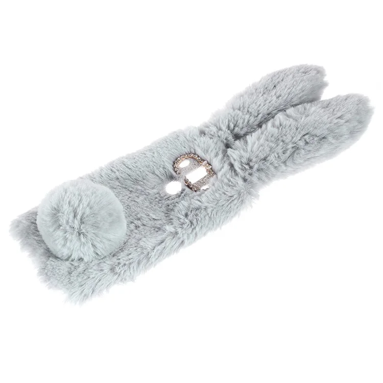 Rabbit Shape Fluffy Fur Coated Rhinestone TPU Back Case for Huawei Mate 10 Pro - Light Grey