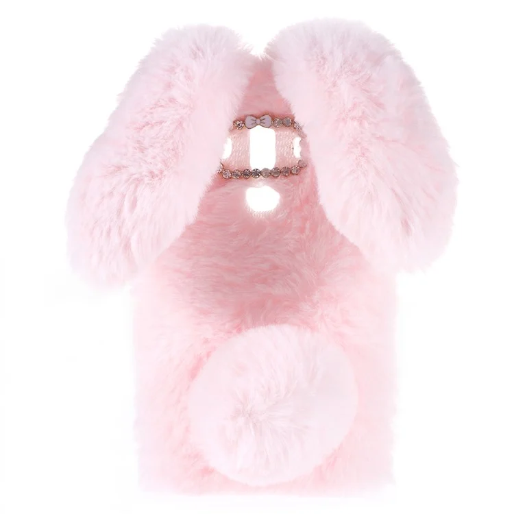 Rabbit Shape Fluffy Fur Coated Rhinestone TPU Shell for Huawei Mate 10 Pro - Pink