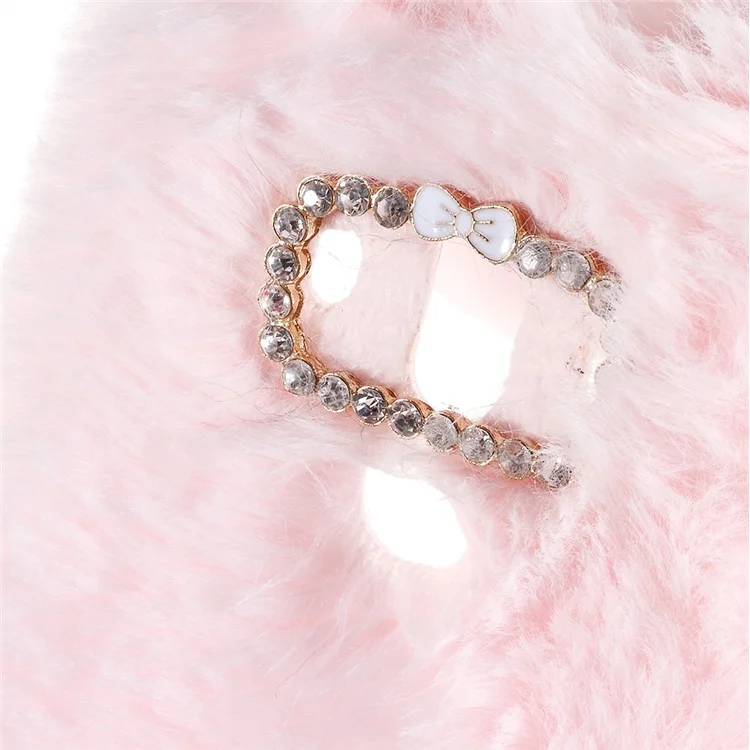 Rabbit Shape Fluffy Fur Coated Rhinestone TPU Shell for Huawei Mate 10 Pro - Pink