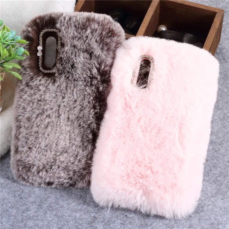 Soft Fur Coated TPU Back Phone Case for Huawei P20 - Red