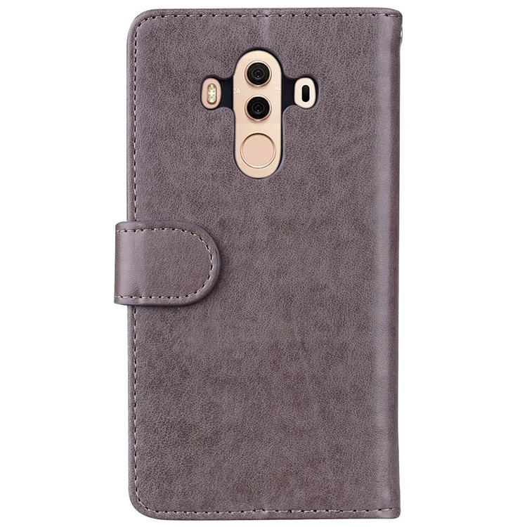 Flash Powder Unicorn Pattern Leather Wallet Stand Case for Huawei Mate 10 Pro - Grey
