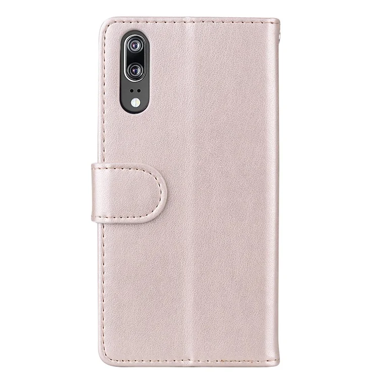 Flash Powder Unicorn Imprint Leather Wallet Stand Cellphone Case for Huawei P20 - Gold