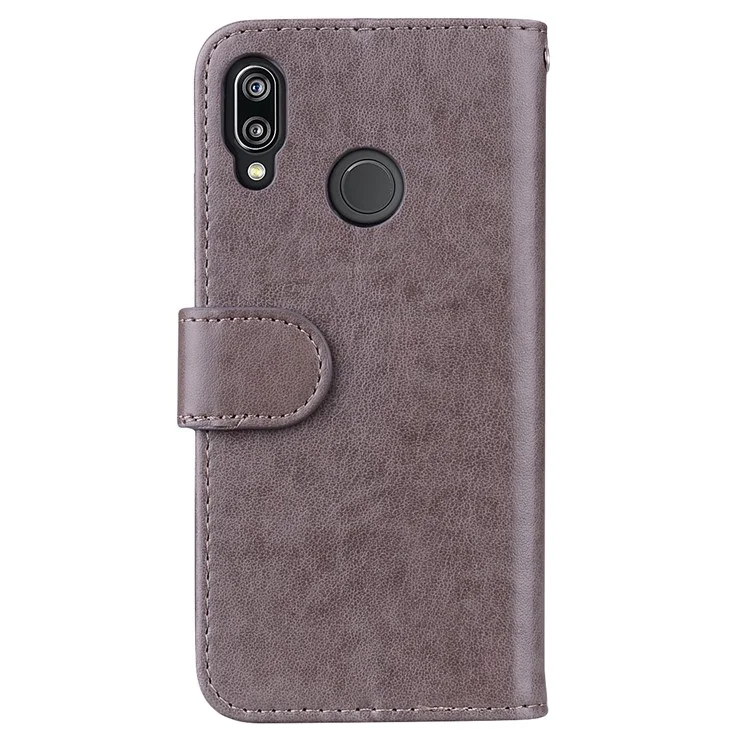 Flash Powder Unicorn Imprint Leather Wallet Stand Cellphone Casing for Huawei P20 Lite / Nova 3e - Grey