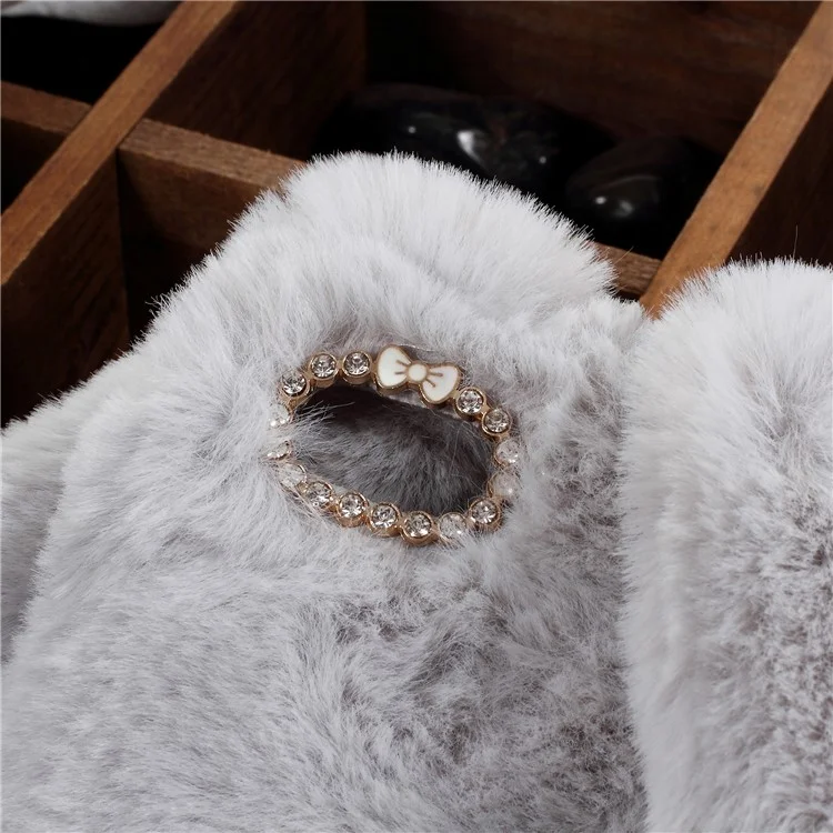 Light Grey - Rabbit Shape Fluffy Fur Coated Rhinestone TPU Protective Mobile Phone Shell for Huawei Y5 (2018)