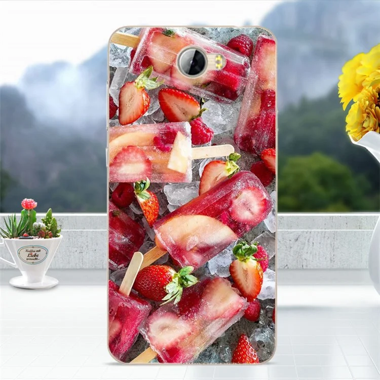 Softlyfit Embossment TPU Phone Casing for Huawei Y5II / Y5 II / Honor 5 - Strawberry Ice Sticks
