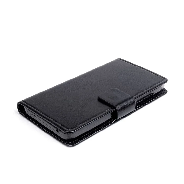 For Lenovo S580 Crazy Horse PU Leather Case Card Holder - Black