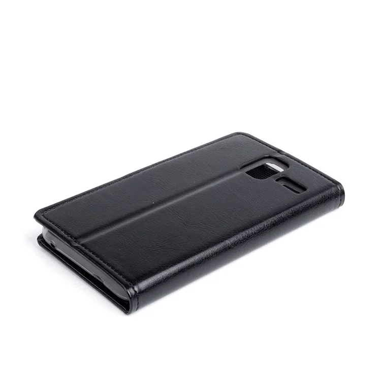 For Lenovo S580 Crazy Horse PU Leather Case Card Holder - Black
