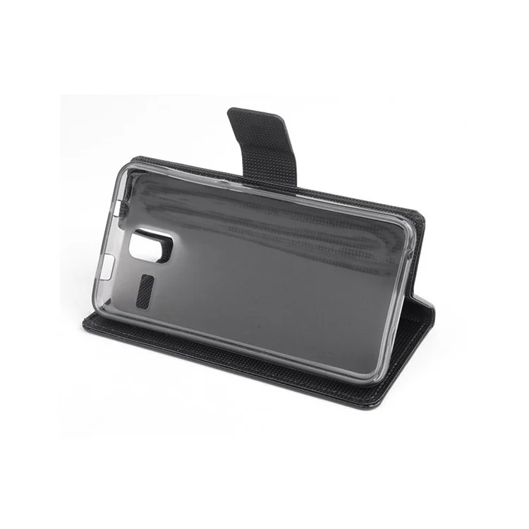 For Lenovo S580 Crazy Horse PU Leather Case Card Holder - Black