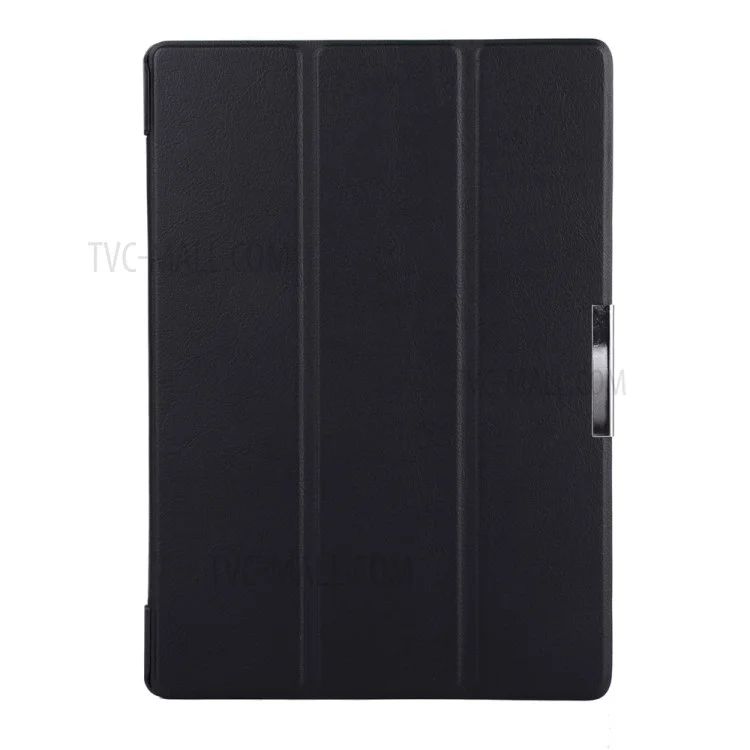 Étui en Cuir Litchi Skin Pour Lenovo Tab 2 A10-70 Avec Support de Trois Volets - le Noir