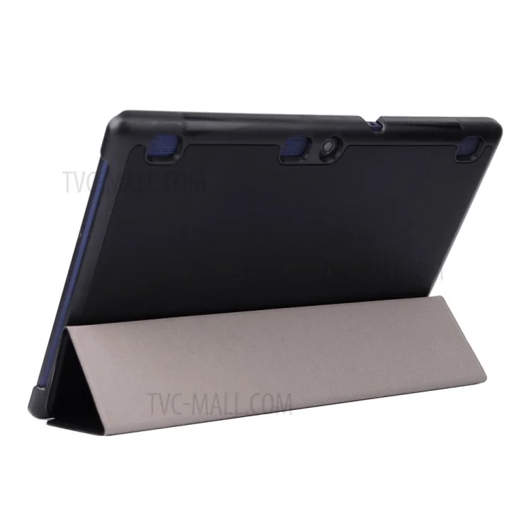 Étui en Cuir Litchi Skin Pour Lenovo Tab 2 A10-70 Avec Support de Trois Volets - le Noir