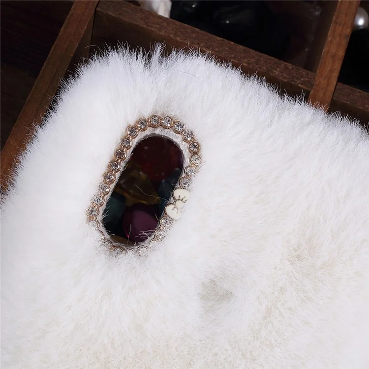 Soft Fur Coated Rhinestone TPU Case for Xiaomi Mi Max 3 - White