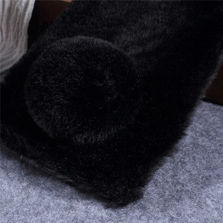 Rabbit Shape Fluffy Fur Coated Rhinestone TPU Case for Xiaomi Mi Max 3 - Black