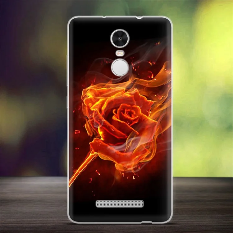Softlyfit Embossment TPU Cellphone Case for Xiaomi Redmi Note 3 / Note 3 Pro - Rose on Fire
