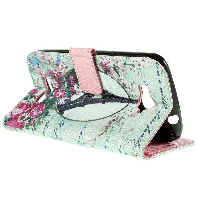 Callfree Wallet Leather Case for Alcatel One Touch Pop C7 OT-7040E - Eiffel Tower and Flowers