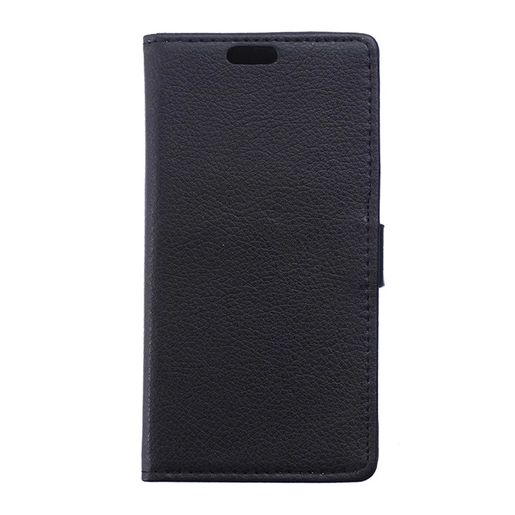 Litchi Skin Leather Wallet Case for Alcatel One Touch Pixi 3 (4.5) 3G 4027X/4027D/4027A - Black