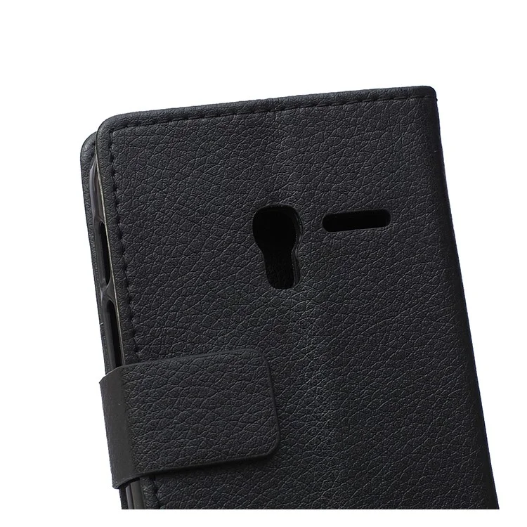Litchi Skin Leather Wallet Case for Alcatel One Touch Pixi 3 (4.5) 3G 4027X/4027D/4027A - Black