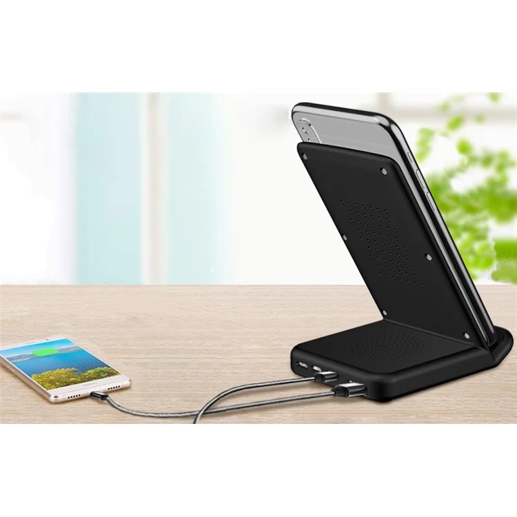 Multifunctional Ports Qi Wireless Charger Stand for iPhone Samsung LG Etc - Black