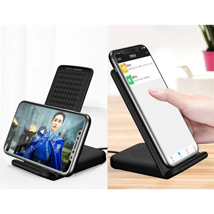 Multifunctional Ports Qi Wireless Charger Stand for iPhone Samsung LG Etc - Black