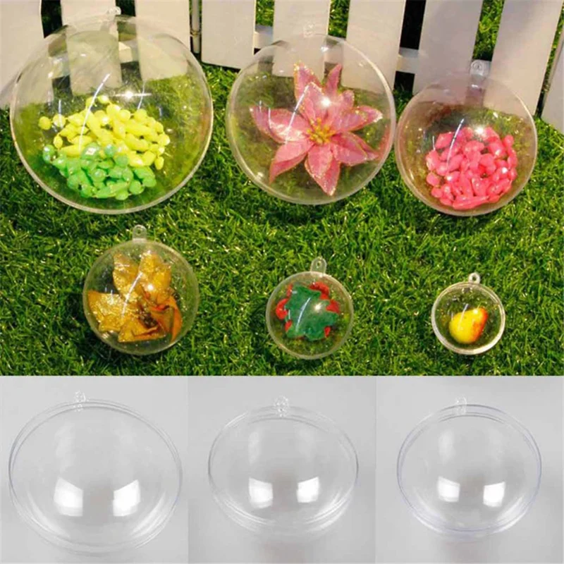 Transparent Plastic Christmas Gift Ball Fillable Christmas Gift Ball DIY Craft Tree Ornaments