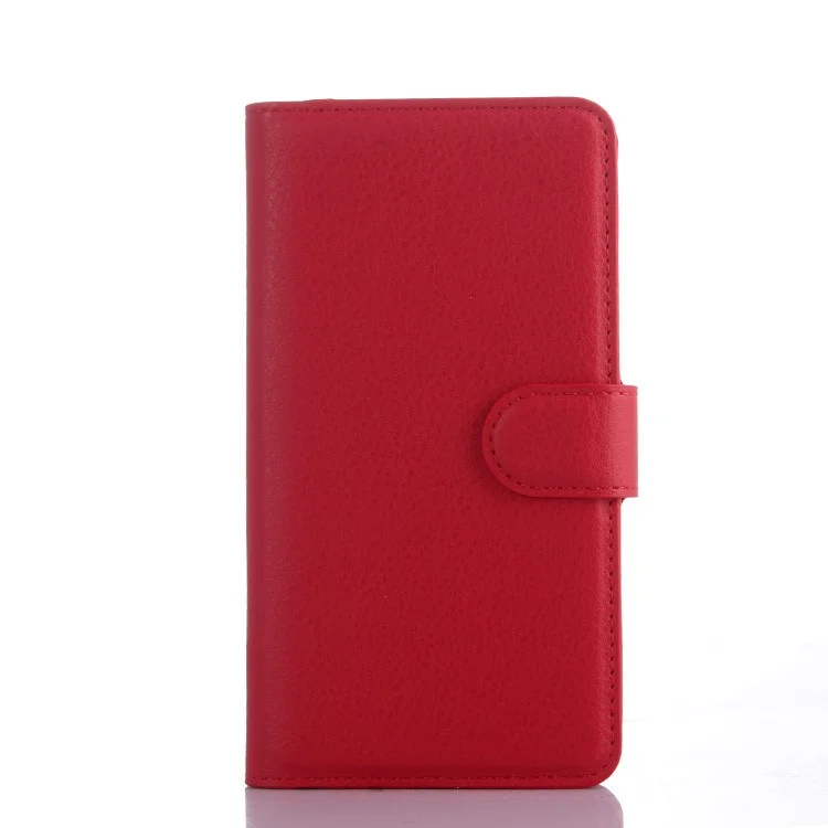 Litchi Skin Wallet Leather Stand Case Cover for ZTE Blade L3 - Red