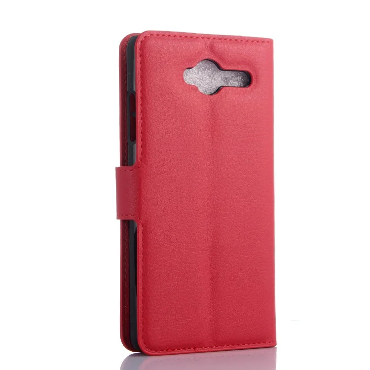 Litchi Skin Wallet Leather Stand Case Cover for ZTE Blade L3 - Red