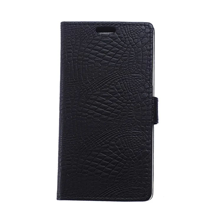 Crocodile Texture Leather Wallet Case for BlackBerry Leap - Black