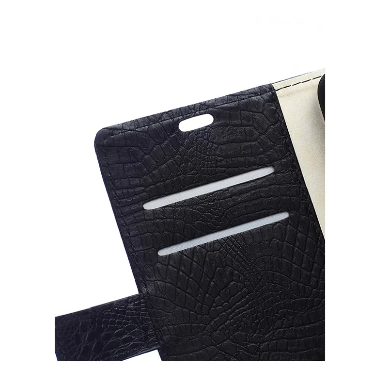 Crocodile Texture Leather Wallet Case for BlackBerry Leap - Black