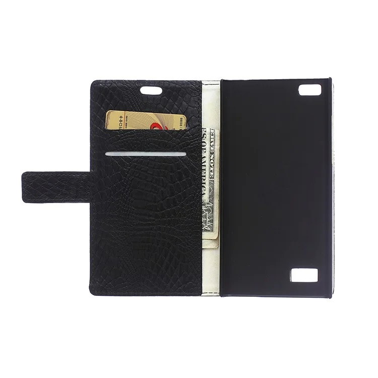 Crocodile Texture Leather Wallet Case for BlackBerry Leap - Black