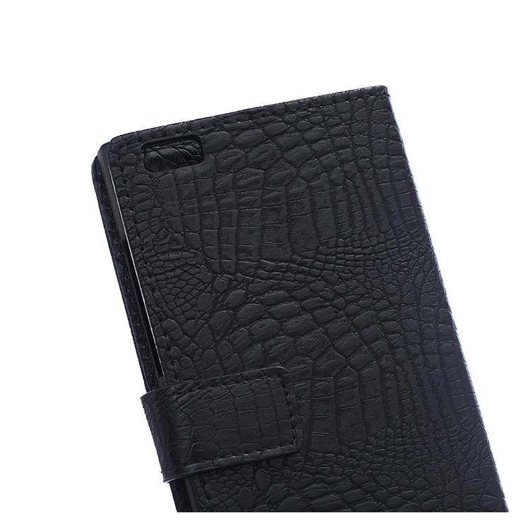 Crocodile Texture Leather Wallet Case for BlackBerry Leap - Black