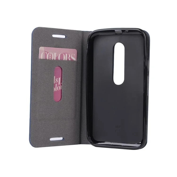 Assorted Color Linen Leather Stand Case for Motorola Moto G 3rd Gen XT1541 XT1543 - Dark Grey