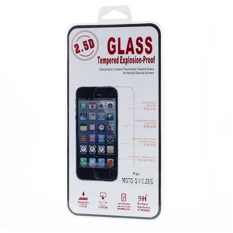 0.25mm Explosion-proof Tempered Glass Screen Film for Motorola Moto G2 G (2nd gen) / Dual SIM (Arc Edge)