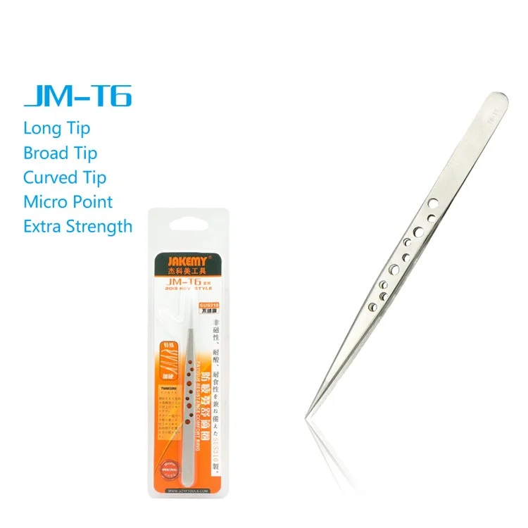JAKEMY T6-11 Anti-static Anti-magnetic Long Pointed Tip Tweezer