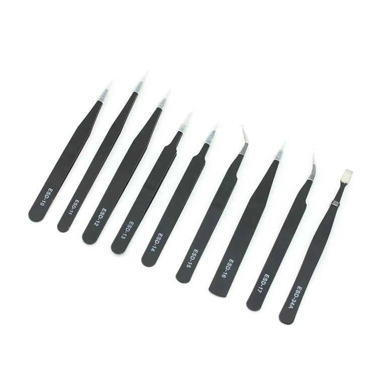 9-in-1-professionelle Antistatische Tweezers Eingestellt