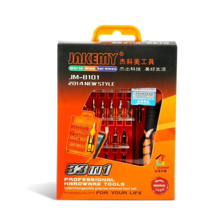 JAKEMY 33-in-1 Versatile Hardware Screwdriver Tool Kit CR-V Steel Bits (JM-8101)