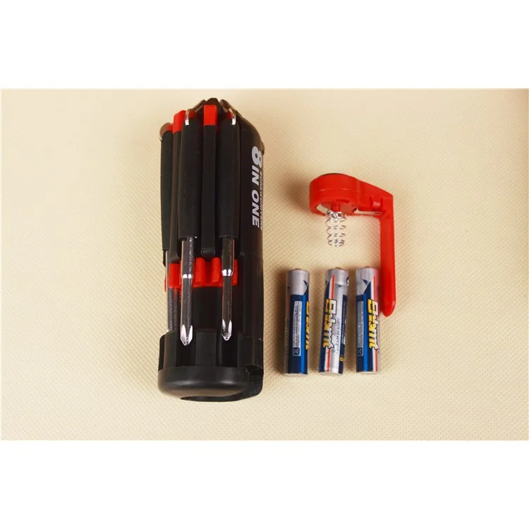 8 in 1 Multi Portable Screwdriver Tools Set with 6-LED Torch