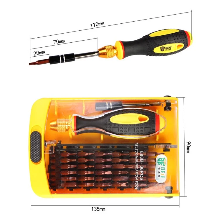 BEST BST-888B 38 in 1 Interchangeable Precise Manual Screwdriver Set Multipurpose Repair Tool Kit