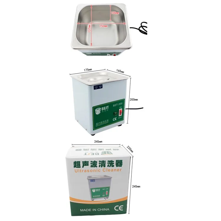 BEST BST-300 110V 50W Stainless Steel Ultrasonic Cleaner Ultrasonic Cleaning Machine Capacity 1.8L - EU Plug