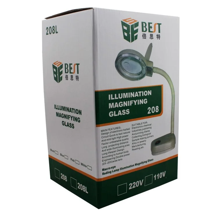 el Mejor Brillo Ajustable BST-208L Lámpara LED de 2.7W 2x/10x Lupa de Lupa - AC 110V