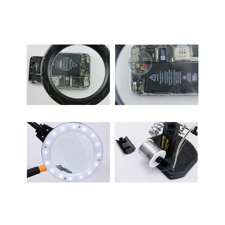 BEST BST-308L Lámpara LED Lupa 2.5X/4X con Pinzas