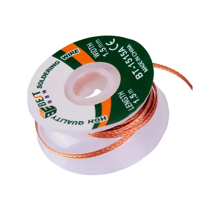 BEST BT-1515A 1.5mmx1.5m Copper Alloy Tin Removing Soldering Braided Wick Wire