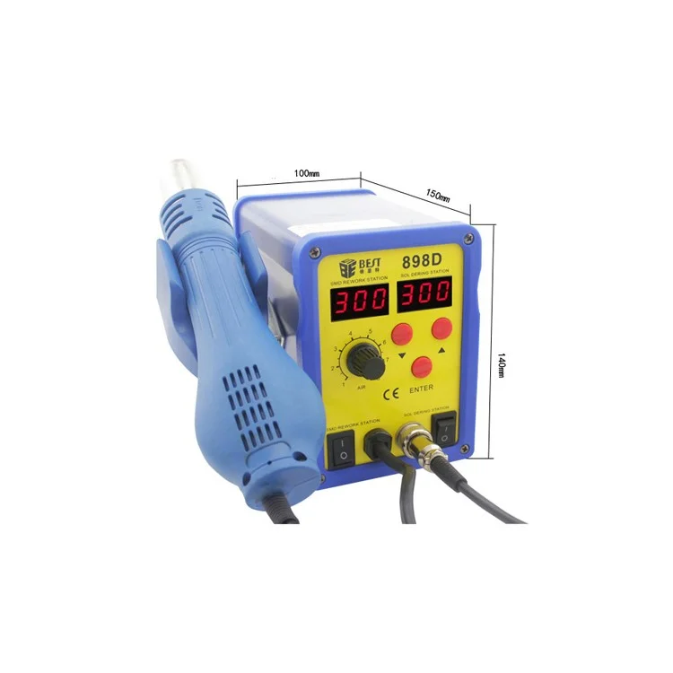 BEST BST-898D 2 in 1 Heat Air Gun and Soldering Iron Station with Dual LED Display Screen - 110V