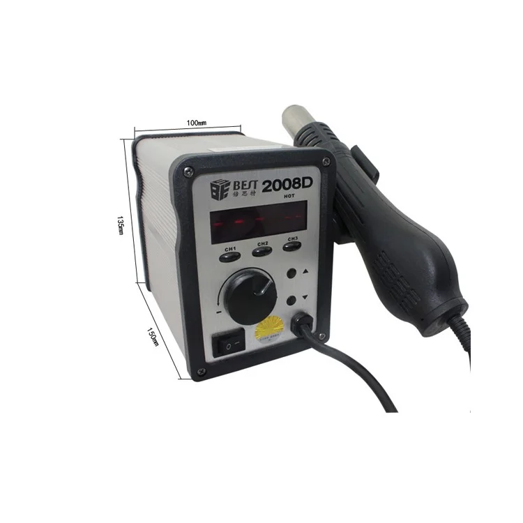 BEST BST-2008D 2 in 1 LCD Display Lead Free Spiral Hot Air Gun Soldering Station - 110V