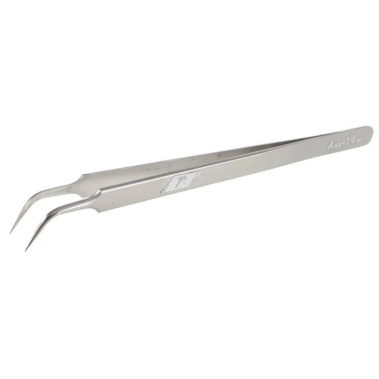 Aaa-14W Extra Long Curved Tip Metal Tweezer for Mobile Phone Mainboard Maintenance