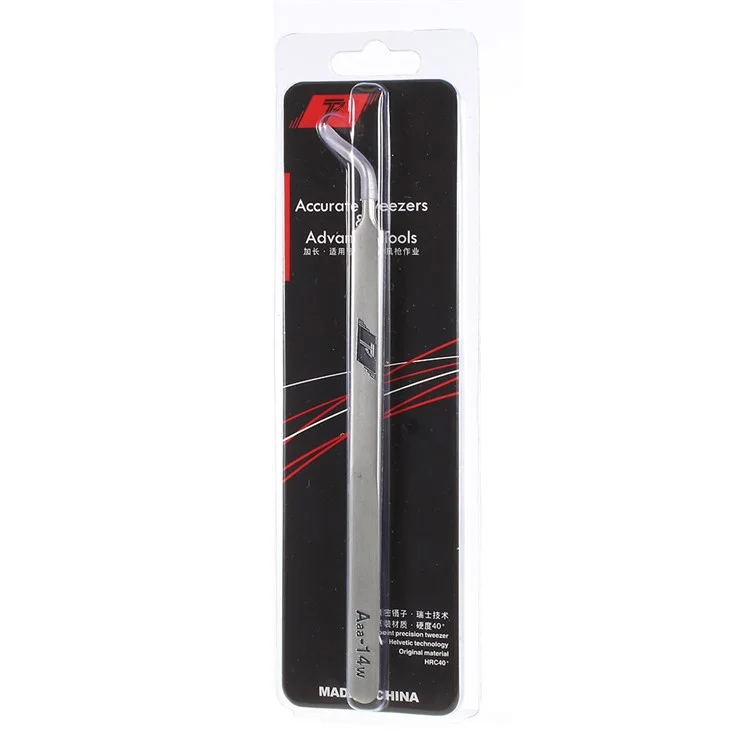 Aaa-14W Extra Long Curved Tip Metal Tweezer for Mobile Phone Mainboard Maintenance
