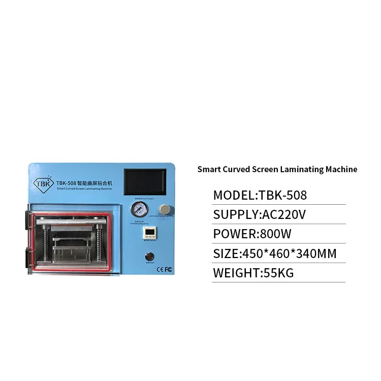 TBK-508 Professional Smart Curved Screen Laminating Bubble Removing Machine Built-in Vacuum Pump 110V - US Plug