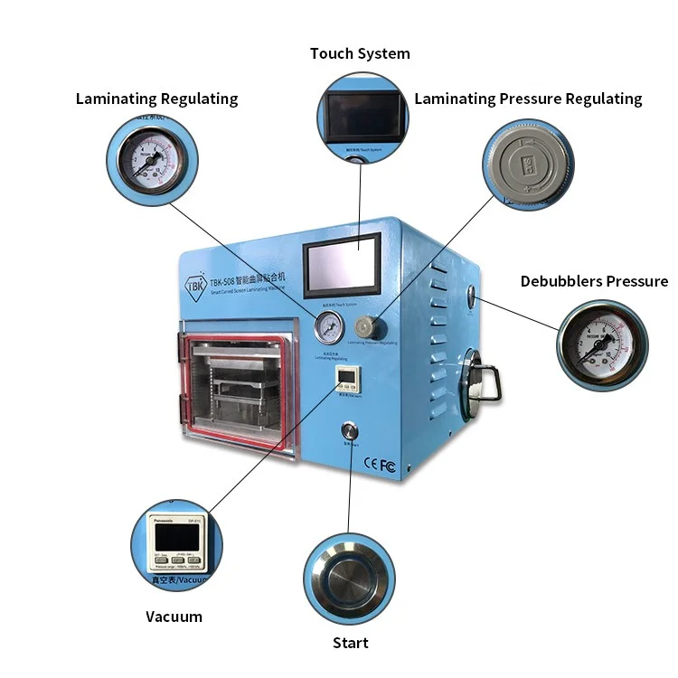 TBK-508 Professional Smart Curved Screen Laminating Bubble Removing Machine Built-in Vacuum Pump 110V - US Plug