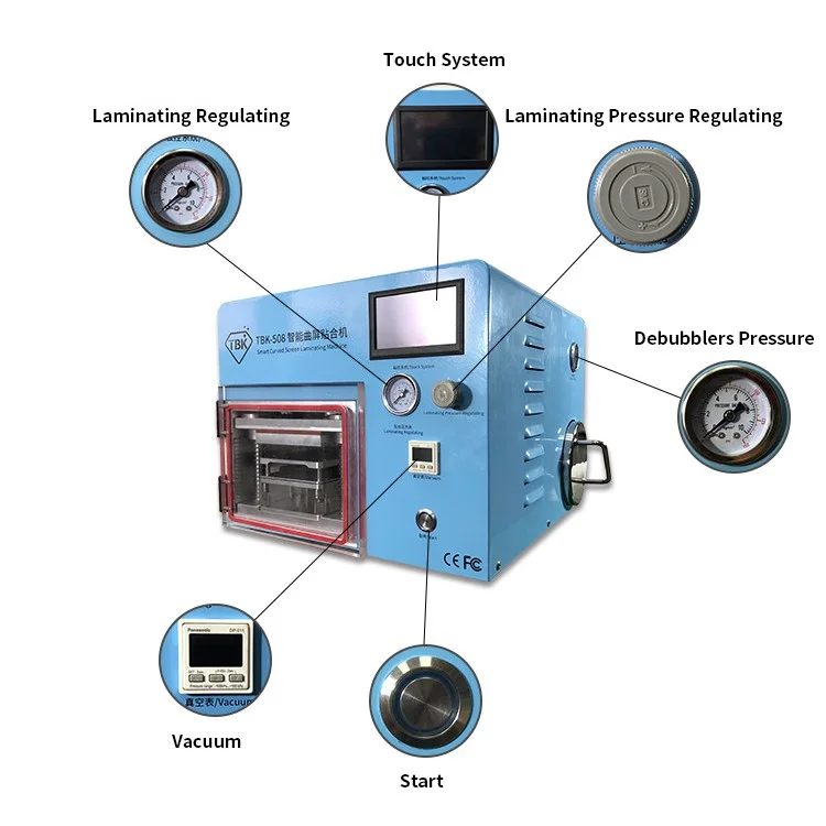 TBK-508 Smart Curved Screen Laminating Bubble Removing Machine Built-in Vacuum Pump 220V - EU Plug